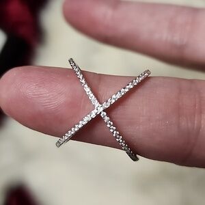 Brand New Sterling Silver 925 with Genuine Moissanite Crisscross Ring